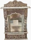 Small Open Style Carved Oxidized Mandir Temple for Home 15" x 7"